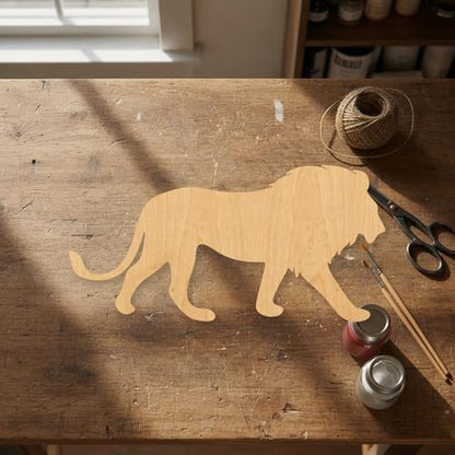 Unfinished Lion Wood Cutout Craft Blank, Unfinished Baltic Birch DIY Shape for Crafts and Decor - 16 Inch, 1/4 Inch Thick - Image 4