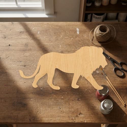 Unfinished Lion Wood Cutout Craft Blank, Unfinished Baltic Birch DIY Shape for Crafts and Decor - 8 Inch, 1/4 Inch Thick - Image 4