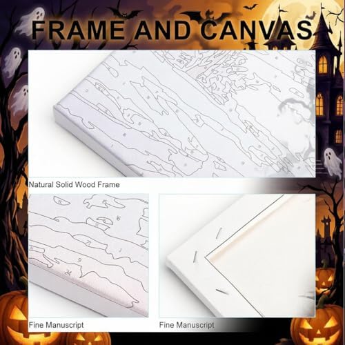 LWZAYS 6 Pack Halloween Paint by Numbers Kit for Adults with Frame, Easy Horror Paint by Number for Adults Beginner with Wooden Easel, DIY Painting by Numbers Canvas Framed for Home Decor 8 x 8 Inch - Image 6