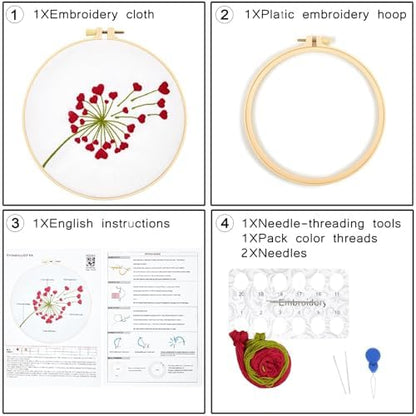 Lover Valentine's Embroidery Kits for Beginners Adults, Heart Shaped Hand Embroidery Kits, Cross Stitch Kits for Adult Anniversary Valentine's Gifts, Entire Set of Embroidery Supplies & Video Tutorial - Image 6