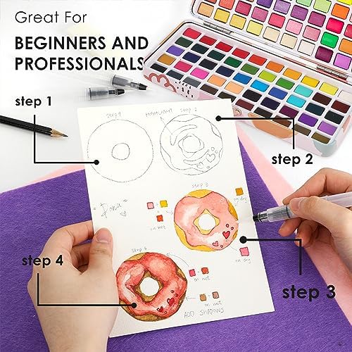 Grabie Watercolor Paint Set of 100 Color with Brush Pens - Image 6