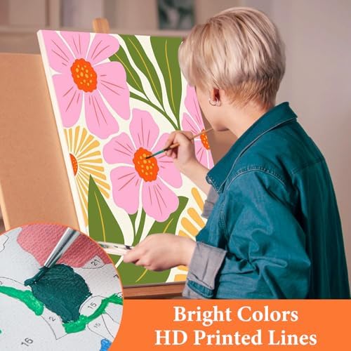 Fountor 6 Pack Paint by Numbers Kit for Adults Beginner Flowers 8x12 Inch - Image 5