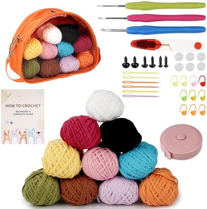 Vanttokeey Crochet Kit for Beginners 36Pcs, Crochet Kit with 10 Colors Cored Yarn Set, Crochet Hooks, Stitch Markers, Storage Bag and Guide Etc – Gift for Starter and Professionals (Monochrome) by Unknown