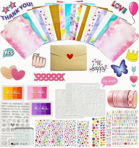 Card Making Supplies For Adults and Kids,Card Making Kits 28 Blank Greeting Cards and Envelopes with Supplies And Stamp Set- Giftable DIY Greeting Card Set- Happy Birthday Christmas Thank You by BOAJUNWU