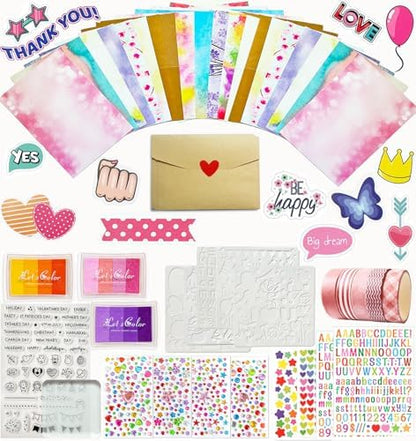 Card Making Supplies For Adults and Kids,Card Making Kits 28 Blank Greeting Cards and Envelopes with Supplies And Stamp Set- Giftable DIY Greeting Card Set- Happy Birthday Christmas Thank You by BOAJUNWU