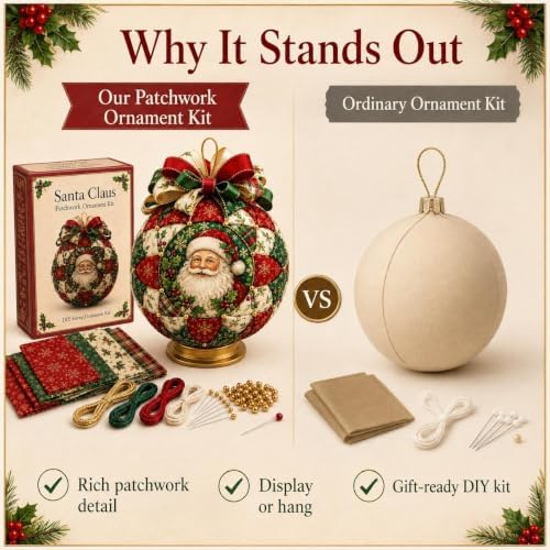 Christmas Classics Patchwork Ornament DIY Kit, Quilted Tree Fabric - Image 4