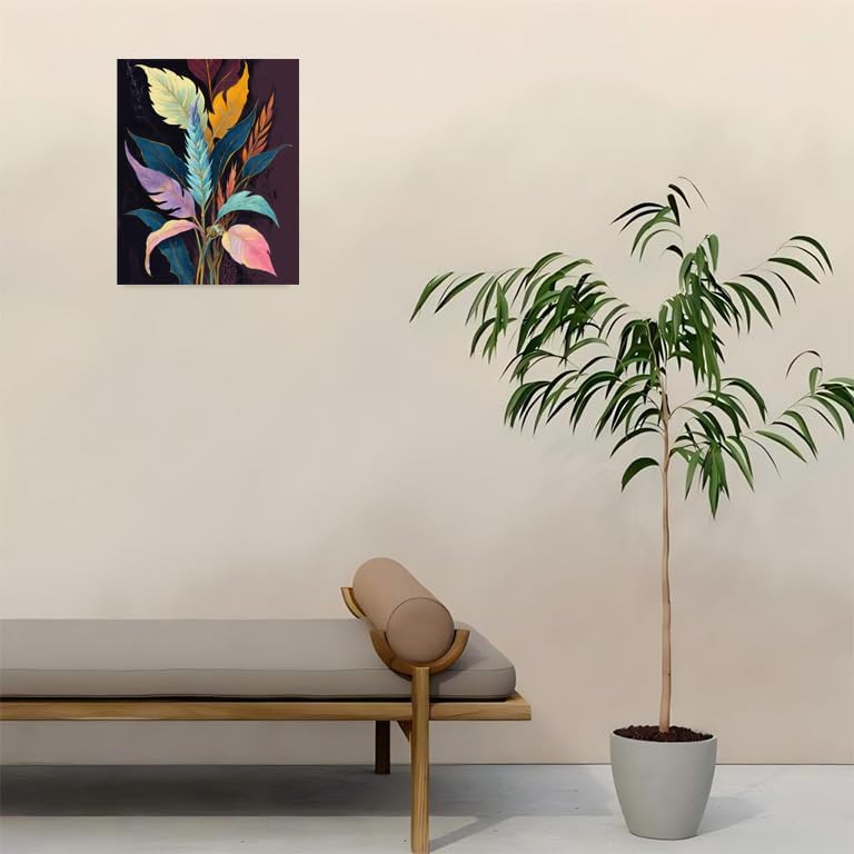 Sceorixa Botanical Paint By Numbers Kit for Adults - DIY Colorful Leaves Painting On Canvas 16X20 in, Acrylic Paint Set, Suitable for Beginners, Living Room Art for Home Decoration Or Gifts, Unframed - Image 4