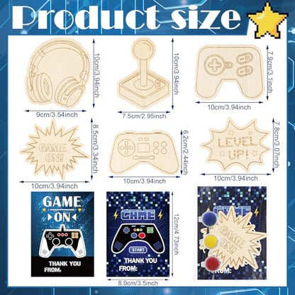 Chunful 24 Sets Video Game Party Favors Wooden Painting Crafts Kits - Image 3