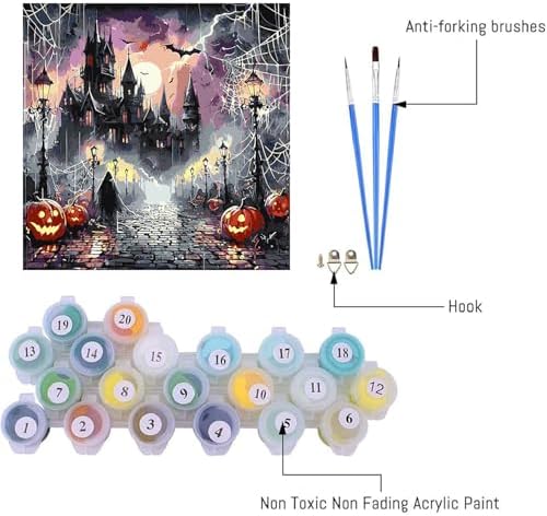 AIBOERL Paint by Numbers Kit for Adults Beginner,Halloween Night, 12X16In - Image 6