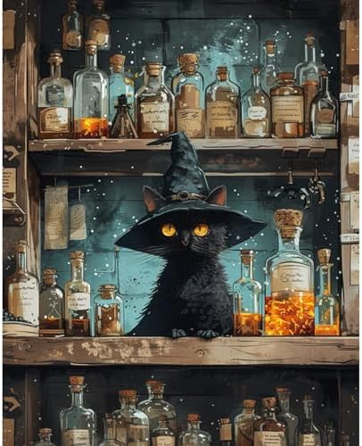 Yezavesu Black Cat Paint by Numbers Kit for Adults Without Frame 16x20 in by Yezavesu