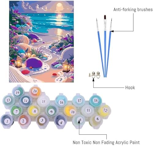 AIBOERL Paint by Numbers Kit for Adults Beginner, Beach, 12X16In - Image 3