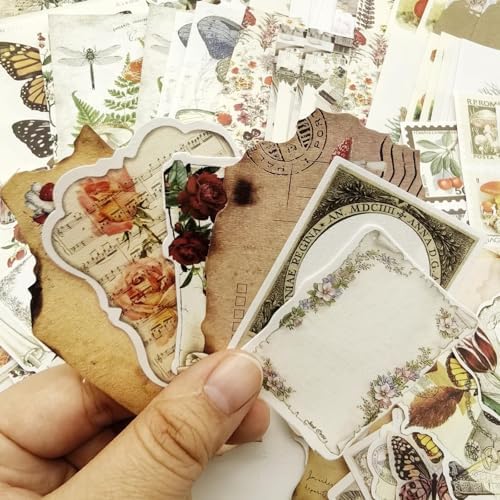 Retro Scrapbook Supplies Kit, 200 Mixed Natural Color Paper and Stickers - Image 6