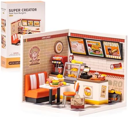 Super Creator-Mini Blocks Model Building Set for Adults, Miniature Plastic House Kit Super Store-Building Blocks Toys for Teens 8-12, DIY Crafts/Hobbies for Teens&Adults (Yum Yum Burgers) by Wowood