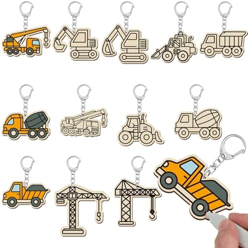 RattanView 24 Pcs Construction Craft Keychains DIY Keychain, 12 Styles by RattanView
