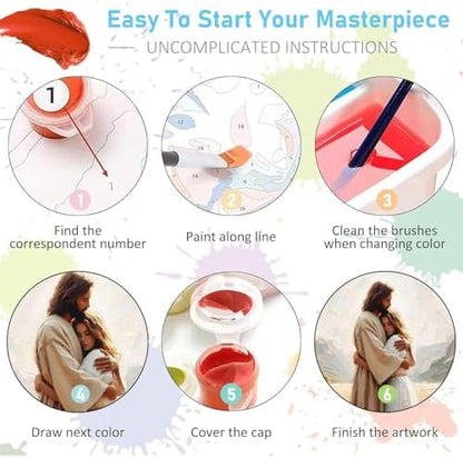 Jesus Paint by Numbers Kit for Adults Framed Canvas 12X16 in, Frameworkless - Image 7