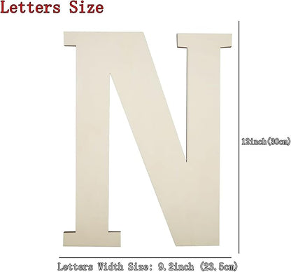 12 Inch Unfinished Wooden Numbers, 1/8 Inch Thick Large Blank Wooden Alphabet Handmade Painting Sign Boards for DIY Birthday Wedding Graduate Party Decor Props - N