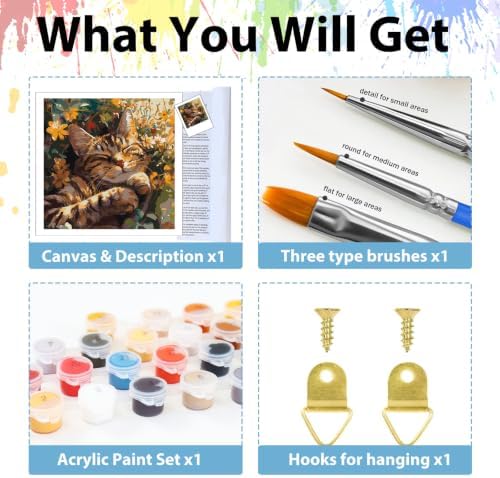 Cat Paint by Numbers Kit for Adults, Adult Paint by Number Kits 16x20 Inch - Image 6