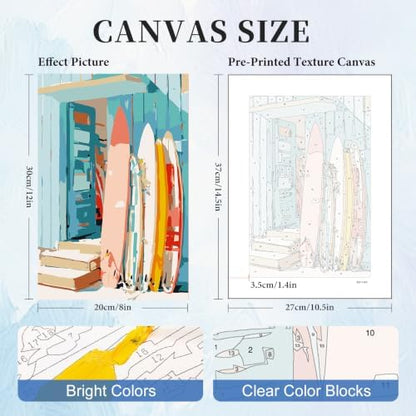 GEEHEIY 6 Pack Paint by Numbers Kit for Adults, Coastal Beach, 8 x 12 Inch - Image 3