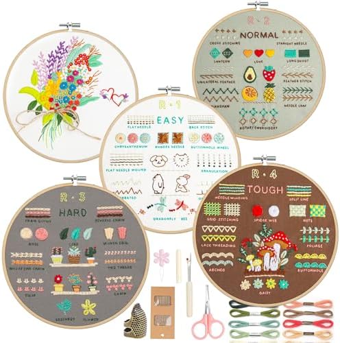 Culberta Embroidery Kit for Adults Beginner, Needlepoint Kits, Cross Stitch Craft Set with HD Video Tutorials, Hand DIY Art Supplies for Gifts (B) by Culberta