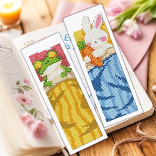 ORIGACH 6 Set Sleepy Animal Friends Cross Stitch Bookmark Kit for Beginner - Image 6