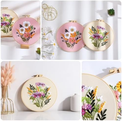 Offizon 3 Sets Embroidery Kit for Beginners Adult DIY Cross Stitches - Image 6