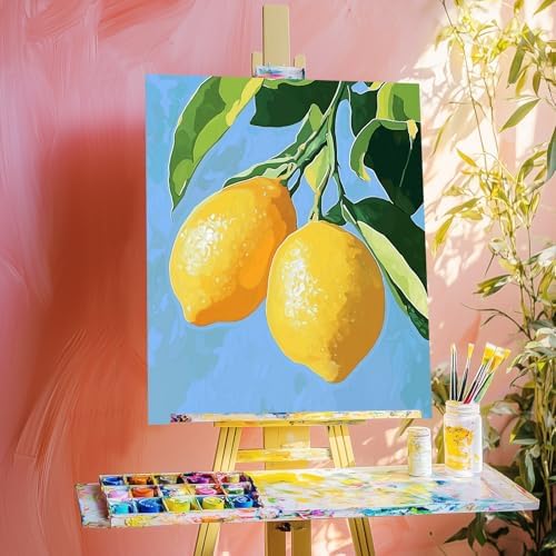 WEBEEDY Lemon Large Paint by Numbers Kit for Adults Beginners, 40x50cm/16x20'' Painting and Sip Kit Complete Fruits Paint by Number Canvas Painting Set for Home Wall Decor Wall Art Creative Gifts - Image 3