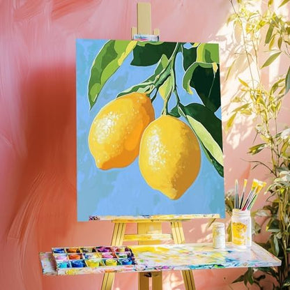 WEBEEDY Lemon Large Paint by Numbers Kit for Adults Beginners, 40x50cm/16x20'' Painting and Sip Kit Complete Fruits Paint by Number Canvas Painting Set for Home Wall Decor Wall Art Creative Gifts - Image 3