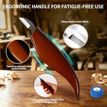 Wood Carving Kit Whittling Kit: Wood Carving Knife Tools with Leather Case - Image 5