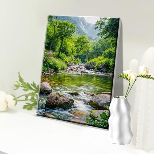 JOOZ Landscape Paint by Number Kit for Adults Beginner with Easel Mountain Adult Paint by Number Kits on Canvas with Frame Forest DIY Oil Painting Kits for Gift Home Wall Decor 7.87x11.81 Inch - Image 4