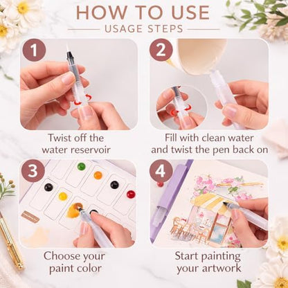 2026 Breathly Stress Relief Watercolor Books Painting Kit, All-in-One DIY Watercolor Art Kit, Paint-with-Water Portable Painting Art Book with 12-Color Pigment Dot Card & Water Brush Pen, Tri-Fold Pocket Painting Set, Relaxing Creative Kit for Beginner... - Image 7