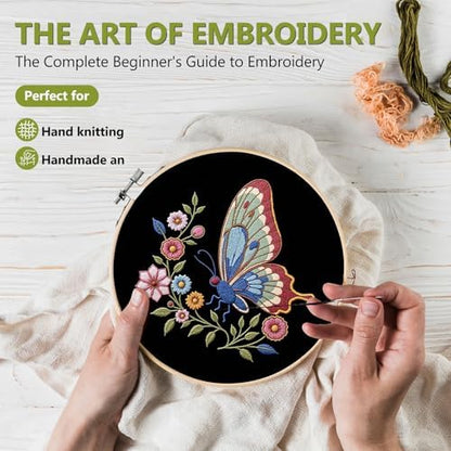 Santune Embroidery Kit Needlepoint Cross Stitch Kits for Beginners Adult Needle Point Sets with Butterfly Embroidery Patterns, Includes Step-By-Step Instructions and Accessories - Image 4