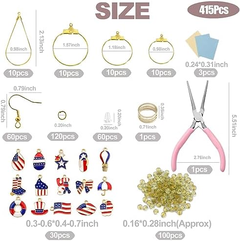 XKCWXY Professional 415Pcs Jewelry Making Supplies for Adults - Earring Findings Components with Hoops, Hooks, Jump Rings,Accent Beads and Charms, Craft Tools Included - Image 2
