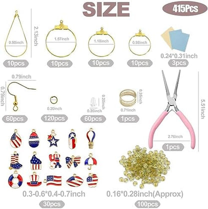 XKCWXY Professional 415Pcs Jewelry Making Supplies for Adults - Earring Findings Components with Hoops, Hooks, Jump Rings,Accent Beads and Charms, Craft Tools Included - Image 2