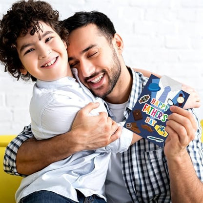 ceiba tree Father's Day Card Making Kits for Kids Happy Father's Day DIY Crafts Cards with Envelopes and Stickers 18Pcs Make Your Own Handmade Crafts Cards for Classroom School Activities - Image 5