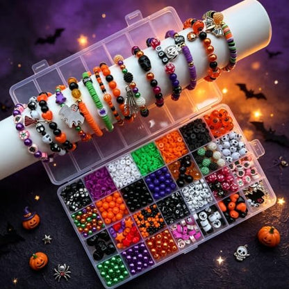 Halloween Beads Bracelet Kit, Pumpkin Skull Beads for Jewelry Making - Image 5