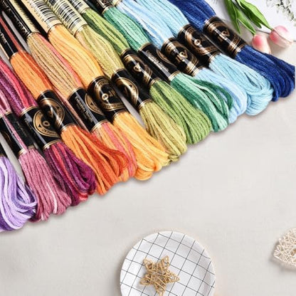 12 Skeins 105 Yards Colorful Cross Stitch Floss Embroidery Threads Polyester Friendship Yarn Rainbow 6 Ply Embroidered String for Sewing Making Bracelets Clothes Stitching Decor Craft DIY - Image 3