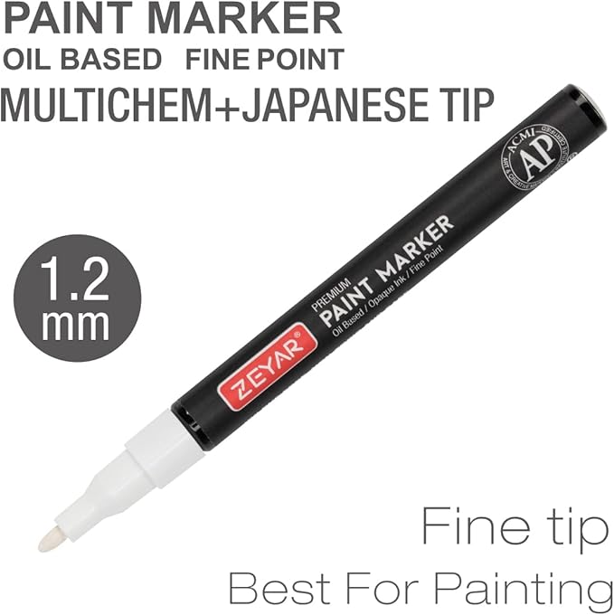 ZEYAR Permanent Oil-Based Paint Markers, Expert of Rock Painting, Black&White Color. Works on Rock, Wood, Glass, Metal, Ceramic and more (4 Black&4 White Fine Point)