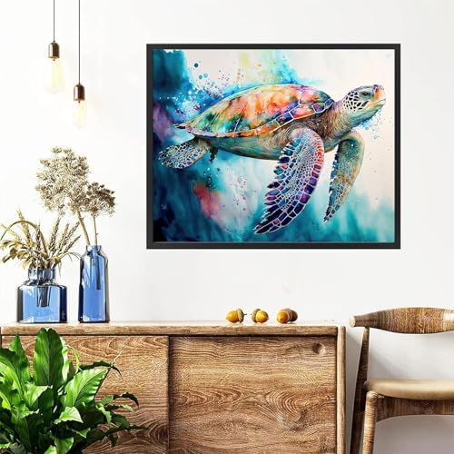 Sea Turtle Paint by Numbers for Adults with Framed Canvas-with Wooden Easel - Image 4