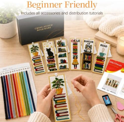 CYANFOUR 6 Pcs Cross Stitch Bookmark Kit for Beginners - Image 4
