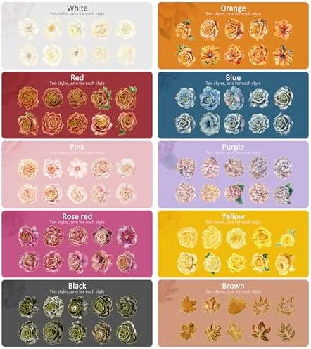 emmoolife Pressed Flower Stickers Set (100 PCS) Large Dried Flowers Themed Resin Sticker Decals Floral Botanical Journaling Stickers for Scrapbook Supplies Bullet Junk Journal Bottles Planner Laptops - Image 2