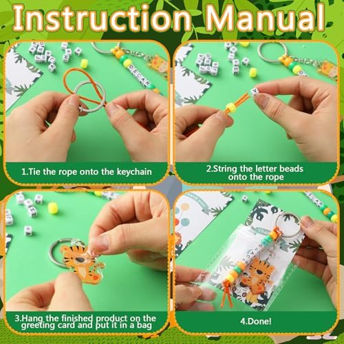 Suncalla 984 Pcs 24 Set Jungle Safari Animal Keychain Zoo Making Kit DIY - Image 4