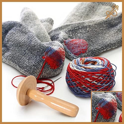 Caydo Speedweve Darning Mini Loom Kits Machine with 50 Color Threads, Sock Darning Mushroom Egg, Complete Darning Kit for Beginners Quickly Mending Jeans Socks, DIY Artful Patterns, Repair Clothes - Image 5