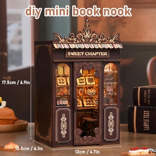 DIY Miniature House Kit, Mini House Building Kit, DIY Book Nook Kit, Tiny Model House for Adults to Build, Beginner 3D Wooden Book Nook, for Family Friends (Sweet Chapter) - Image 2