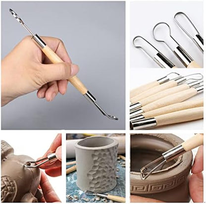 14PCS Ceramic Pottery Clay Ribbon Sculpting Tool Kit with Feather Wire Texture and Needle Detail Tools for Carving,Modeling,by Augernis - Image 5