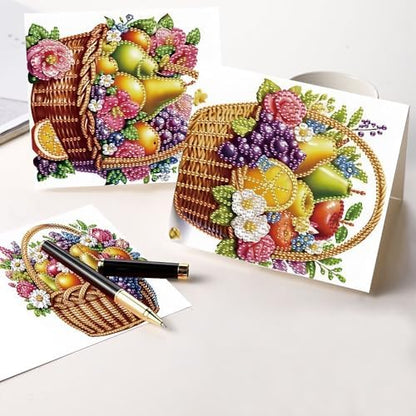 Tontut 6pcs 5D Diamond Art Painting Greeting Card kit, Fruit Blue Adult DIY with Envelope, Special Shape Diamond Design Greeting Card Creative Gift - Image 7