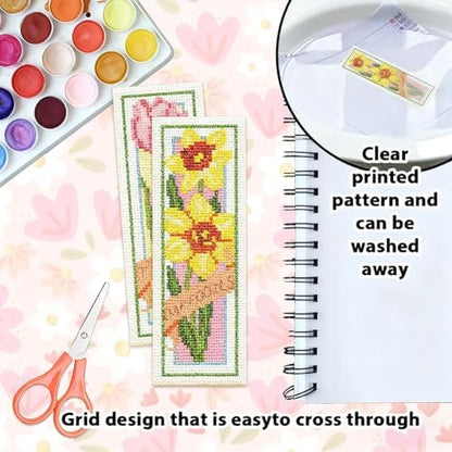 ORIGACH 6 Set Spring Floral Cross Cross Stitch Bookmark Kit for Beginner - Image 3