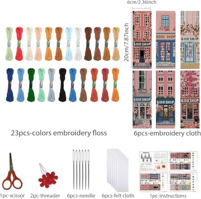 KYOQFVN 6 Pack Book Store Cross Stitch Bookmark, Cross Stitch Bookmarks Kit for Beginners Adults, 14CT Embroidery Bookmark Kit for Book Lovers Starter Craft 6 x 20cm - Image 2