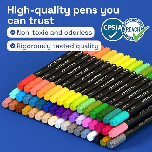 ARTISTRO Precision Dual-Tip Acrylic Paint Marker Pens - Set of 48 - Image 7