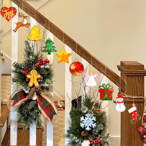 80PCS Wooden Christmas Ornaments to Paint, 8 Styles DIY Blank Unfinished Wood Reindeer Santa Claus Christmas Tree Ball Snowman Snowflake Angel Cutouts Ornament for Crafts Winter Hanging Decorations - Image 4
