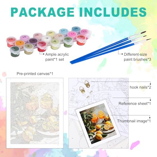 Paint by Numbers Kit for Adults, Lemon Number Painting, 16 x 20 Inch - Image 4